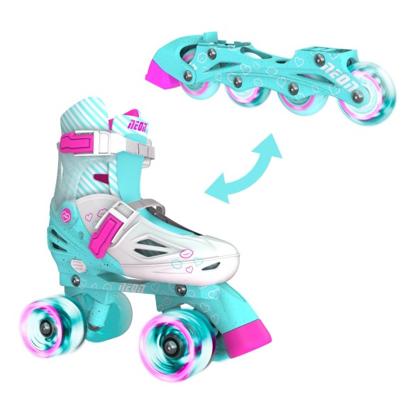 Neon Combo Skates (SIZE 3-6) TEAL PINK